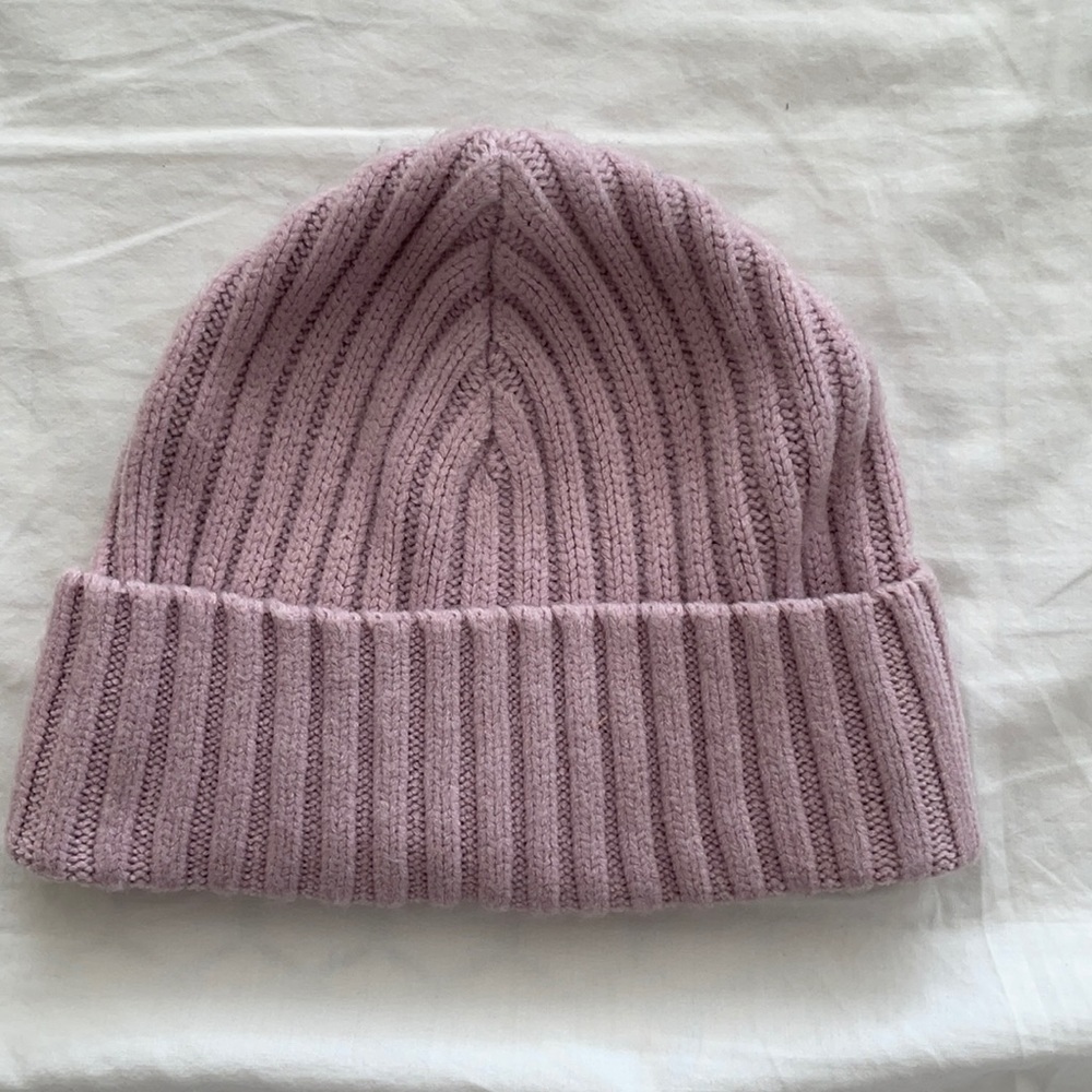 Very soft pale pink beanie hat